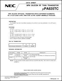 datasheet for UPA835TF by NEC Electronics Inc.
