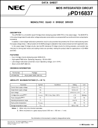 datasheet for UPD16837GS by NEC Electronics Inc.