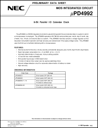 datasheet for UPD4992CX by NEC Electronics Inc.