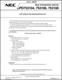 datasheet for UPD753104GK-XXX-9ET by NEC Electronics Inc.