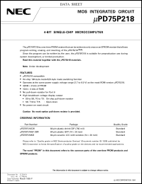datasheet for UPD75P218KB by NEC Electronics Inc.