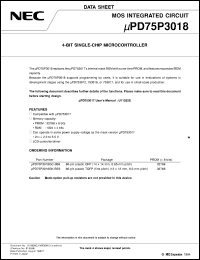 datasheet for UPD75P3018GC-3B9 by NEC Electronics Inc.