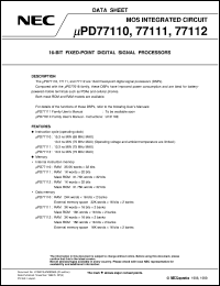 datasheet for UPD77111GK-XXX-9EU by NEC Electronics Inc.