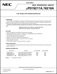 datasheet for UPD78218ACW(A)-XXX by NEC Electronics Inc.