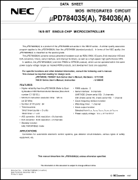 datasheet for UPD784035GC(A)-XXX-3B9 by NEC Electronics Inc.
