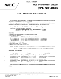 datasheet for UPD78P4038KK-T by NEC Electronics Inc.