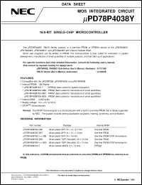 datasheet for UPD78P4038YGC-8BT by NEC Electronics Inc.