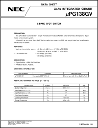 datasheet for UPG138GV by NEC Electronics Inc.