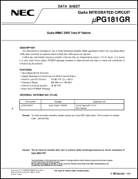 datasheet for UPG181GR by NEC Electronics Inc.