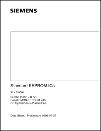 datasheet for SLE24C64-S/P by Infineon (formely Siemens)
