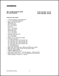 datasheet for HYB3165160T-50 by Infineon (formely Siemens)