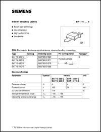 datasheet for BAT15-020S by Infineon (formely Siemens)