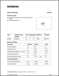 datasheet for BA887 by Infineon (formely Siemens)