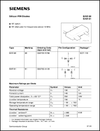 datasheet for BAR61 by Infineon (formely Siemens)