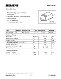 datasheet for BAR63-02W by Infineon (formely Siemens)