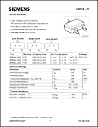 datasheet for BAR64-04W by Infineon (formely Siemens)