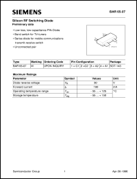 datasheet for BAR65-07 by Infineon (formely Siemens)