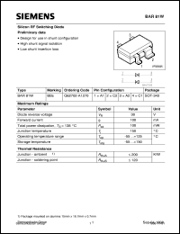 datasheet for BAR81W by Infineon (formely Siemens)