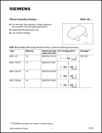 datasheet for BAS125-05 by Infineon (formely Siemens)