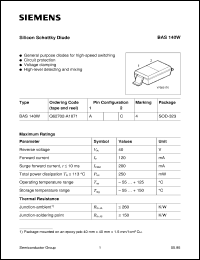 datasheet for BAS140W by Infineon (formely Siemens)