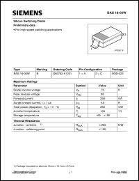 datasheet for BAS16-03W by Infineon (formely Siemens)