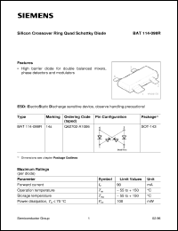 datasheet for BAT114-099R by Infineon (formely Siemens)
