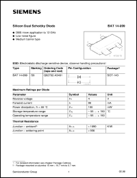 datasheet for BAT14-099 by Infineon (formely Siemens)