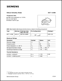 datasheet for BAT14-098 by Infineon (formely Siemens)