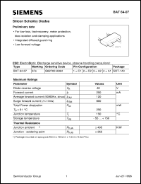 datasheet for BAT64-07 by Infineon (formely Siemens)