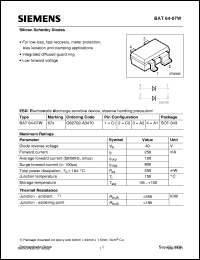 datasheet for BAT64-07W by Infineon (formely Siemens)