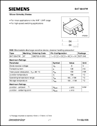 datasheet for BAT68-07W by Infineon (formely Siemens)