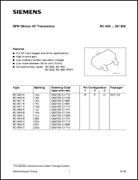 datasheet for BC846A by Infineon (formely Siemens)