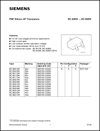 datasheet for BC860BW by Infineon (formely Siemens)