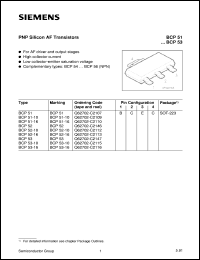 datasheet for BCP51-10 by Infineon (formely Siemens)