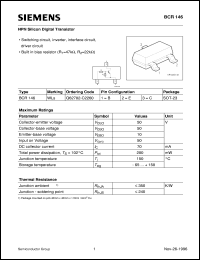 datasheet for BCR146 by Infineon (formely Siemens)