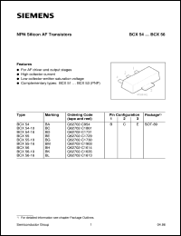 datasheet for BCX54 by Infineon (formely Siemens)