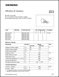 datasheet for BCX58VII by Infineon (formely Siemens)