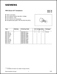 datasheet for BCX78-VII by Infineon (formely Siemens)