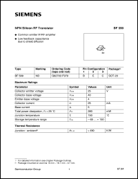 datasheet for BF599 by Infineon (formely Siemens)