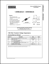 datasheet for 1.5KE200CA by Fairchild Semiconductor