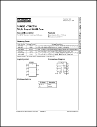 datasheet for 74AC10SC by Fairchild Semiconductor