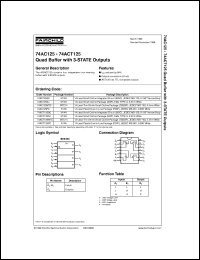 datasheet for 74AC125SC by Fairchild Semiconductor