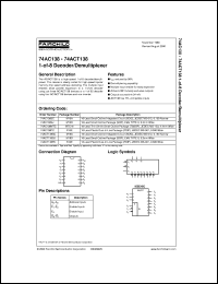datasheet for 74AC138MTCX by Fairchild Semiconductor