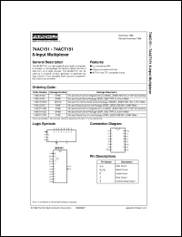 datasheet for 74AC151SJX by Fairchild Semiconductor