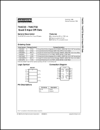 datasheet for 74AC32PC by Fairchild Semiconductor