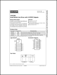 datasheet for 74AC540SJX by Fairchild Semiconductor