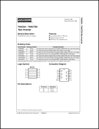 datasheet for 74ACT04MTCX by Fairchild Semiconductor