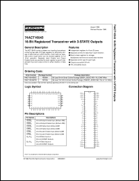 datasheet for 74ACT16543SSCX by Fairchild Semiconductor
