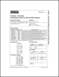 datasheet for 74ACT244PC by Fairchild Semiconductor