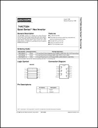 datasheet for 74ACTQ04PC by Fairchild Semiconductor